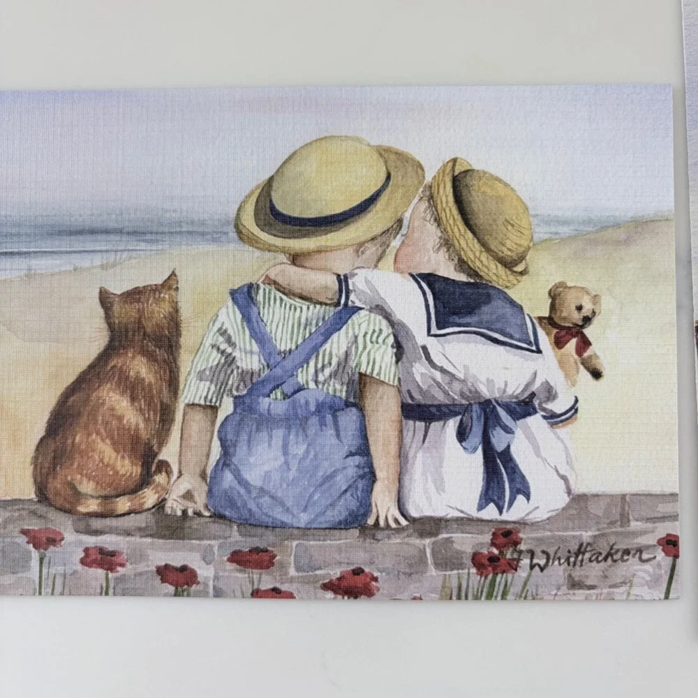 Vintage AHAF Whittaker Watercolor Greeting Cards Set Seaside Coastal 3 Pack